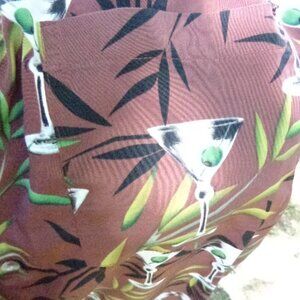 NWT Vintage SILKY 2xl Hawaiian MARTINI Themed Summer Shirt OLIVES